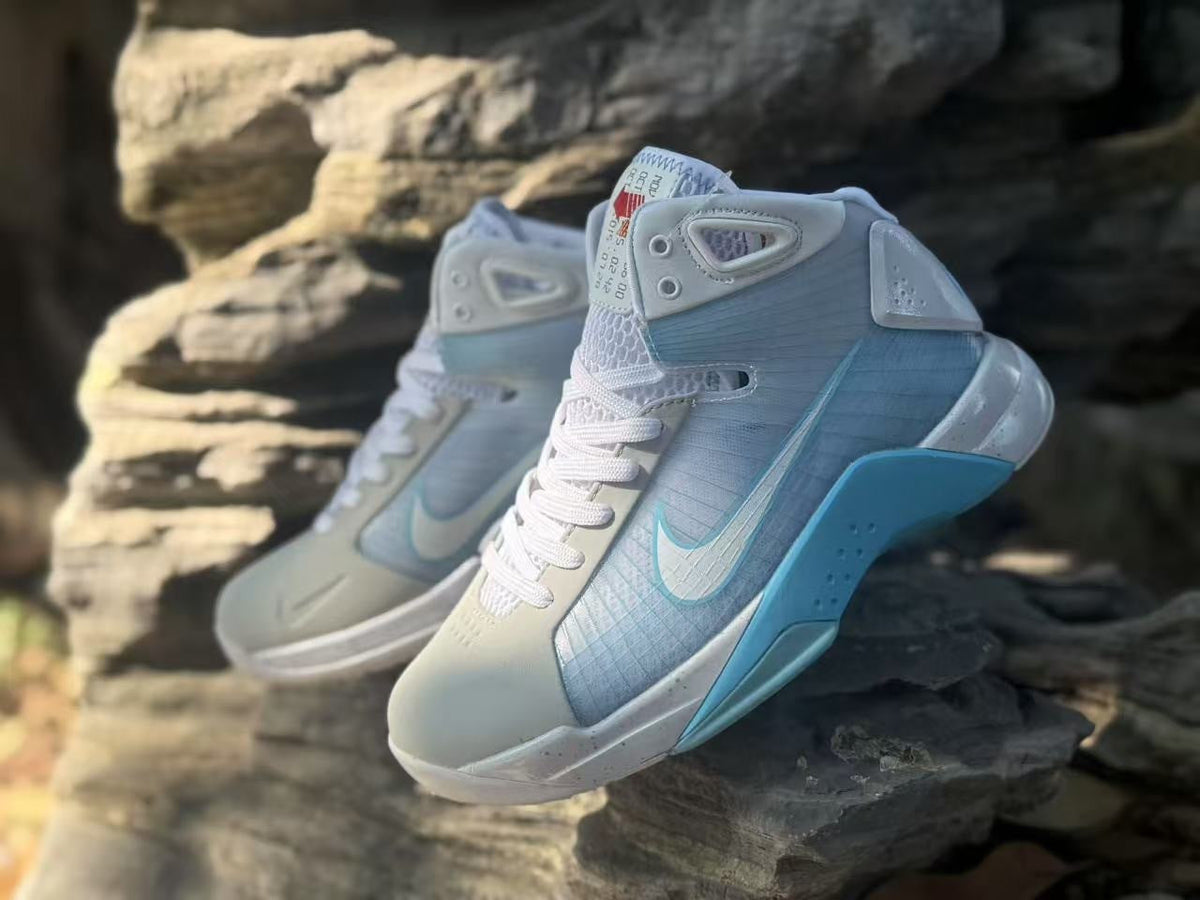 Nike HD2008 High-Top Basketball Sneakers White Light Blue