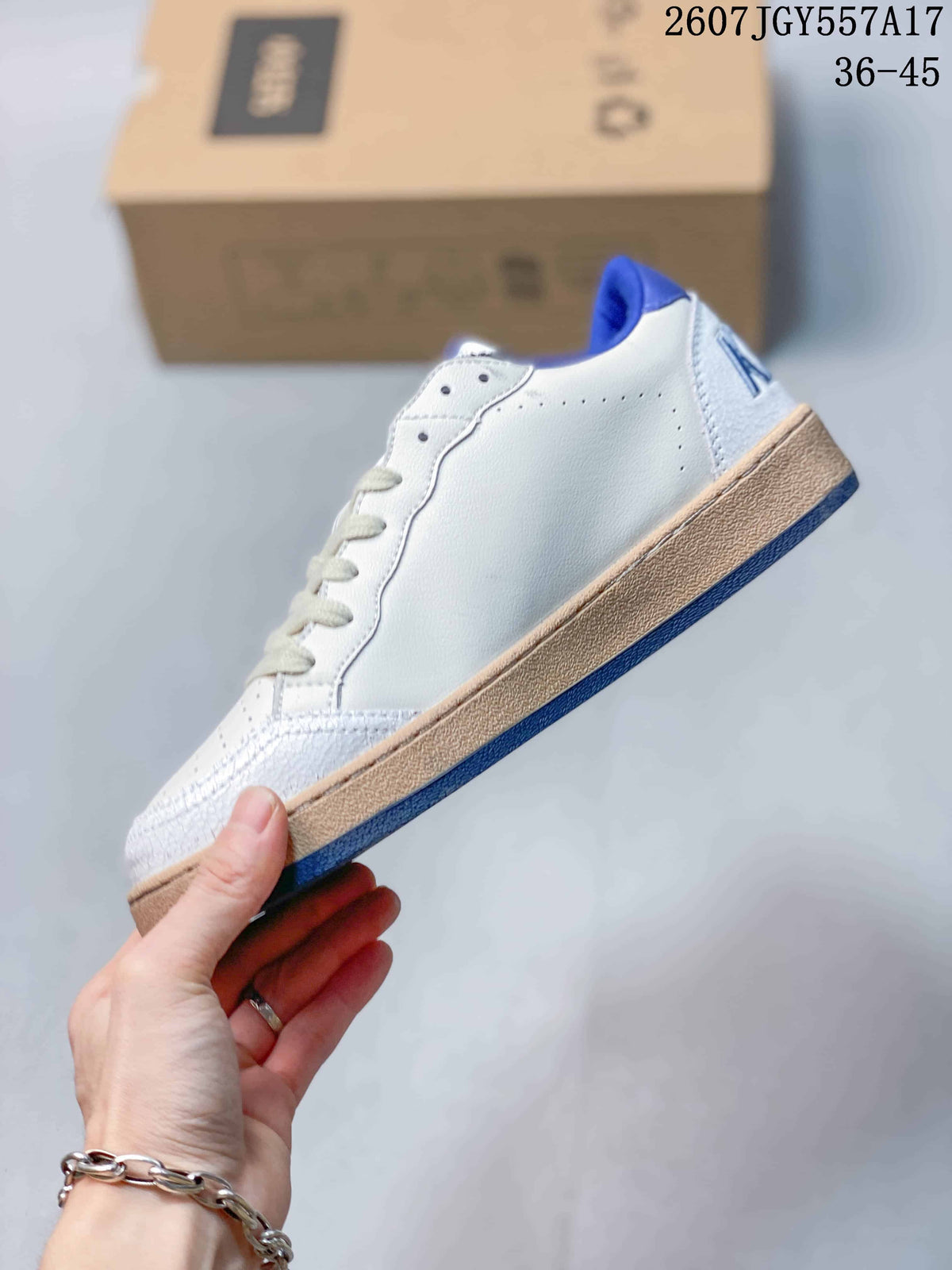 Golden Goose Ball Star White and Blue Low-Top Sneakers 2607JGY557A17