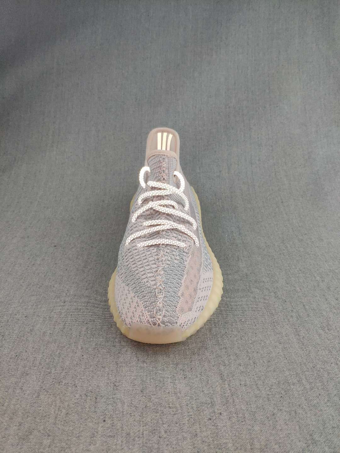 Yeezy 350 V2 Knit Sneakers Grey Pink Gum Sole