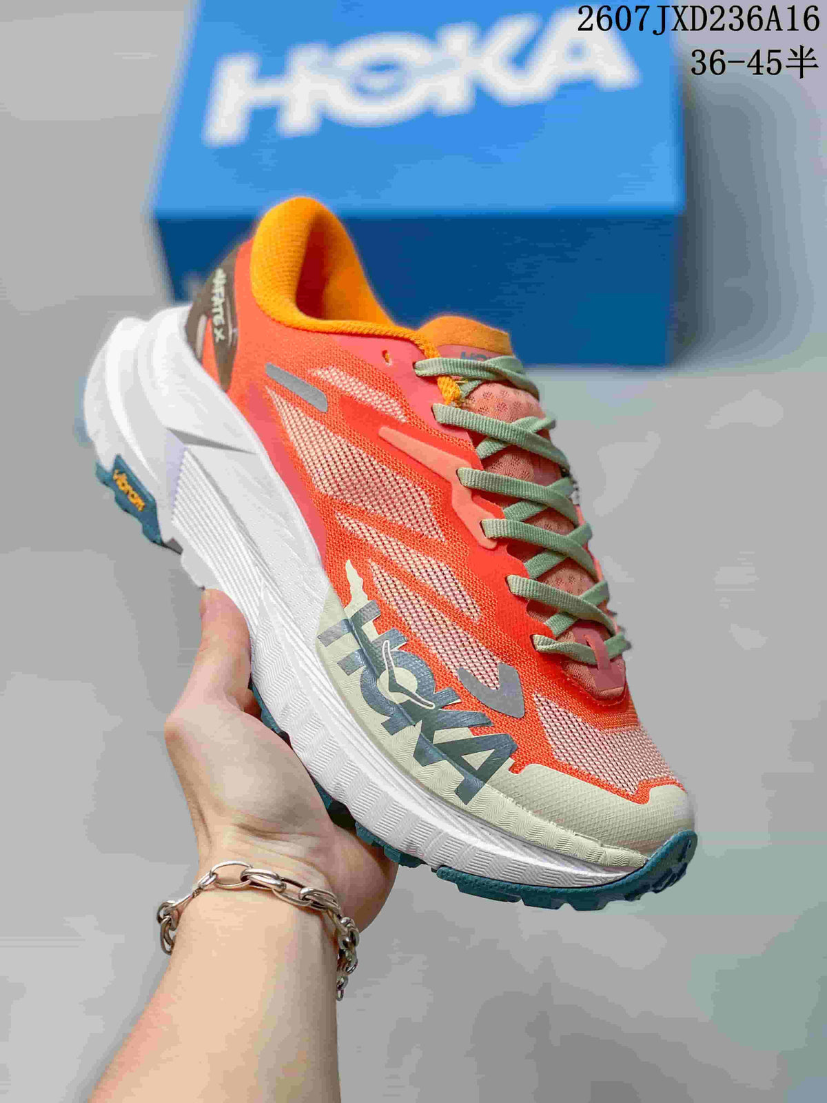 Hoka MAFATE X Trail Running Shoes Coral and Yellow
