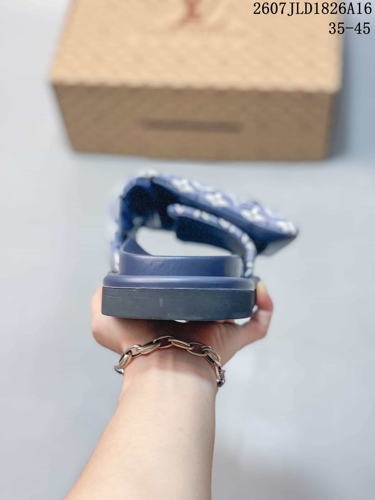 Louis Vuitton Pool Pillow Monogram Slide Sandals Navy