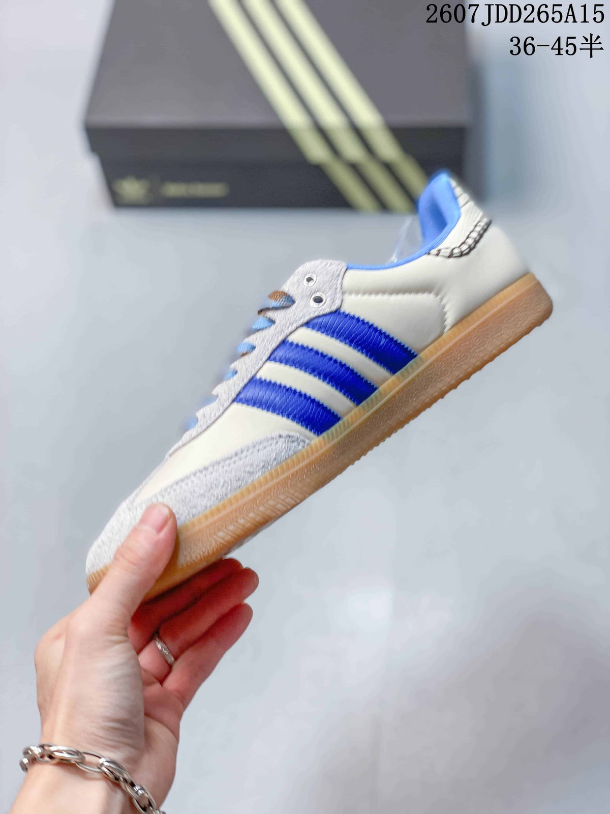 adidas Samba Leather Sneakers White Blue Gum JDD265A15