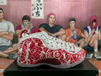 Red and White Floral Basketball Sneakers