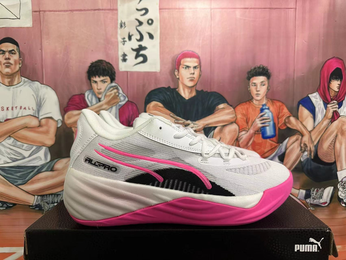 PUMA All-Pro Basketball Shoes White Black Pink