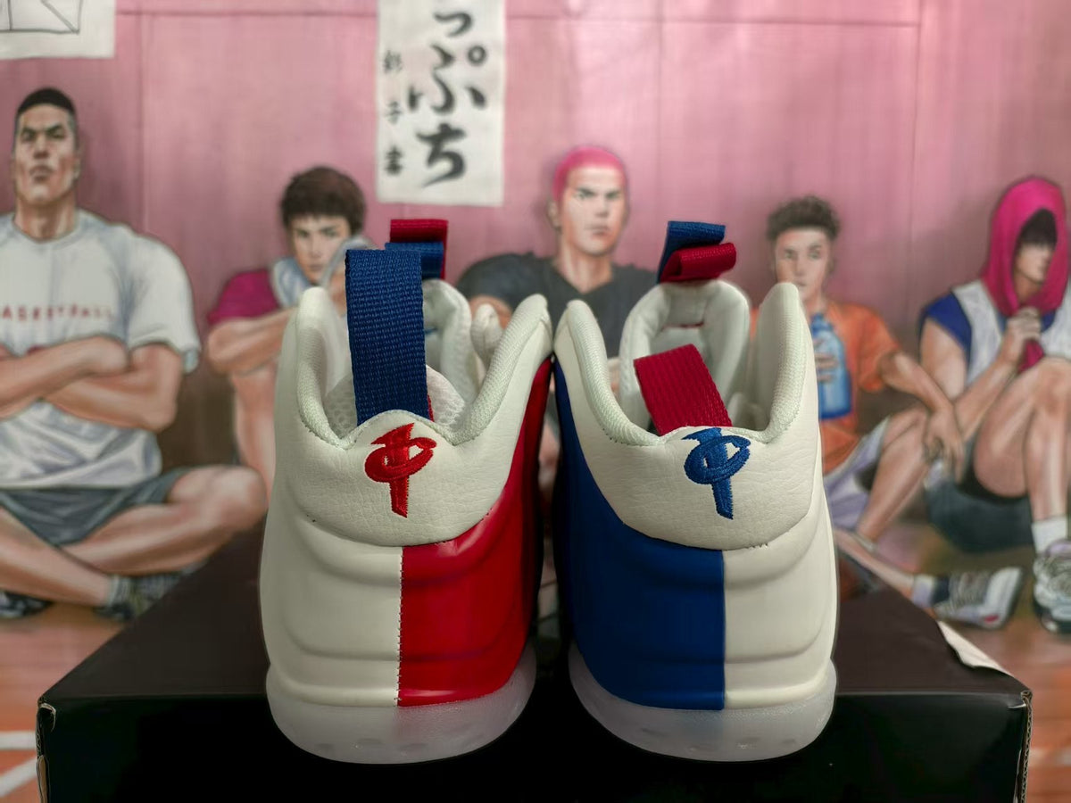 Red and Blue Mismatched High-Top Sneakers