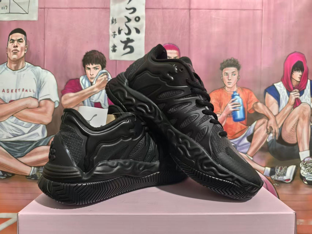 Black Basketball Sneakers with Sculpted Sole