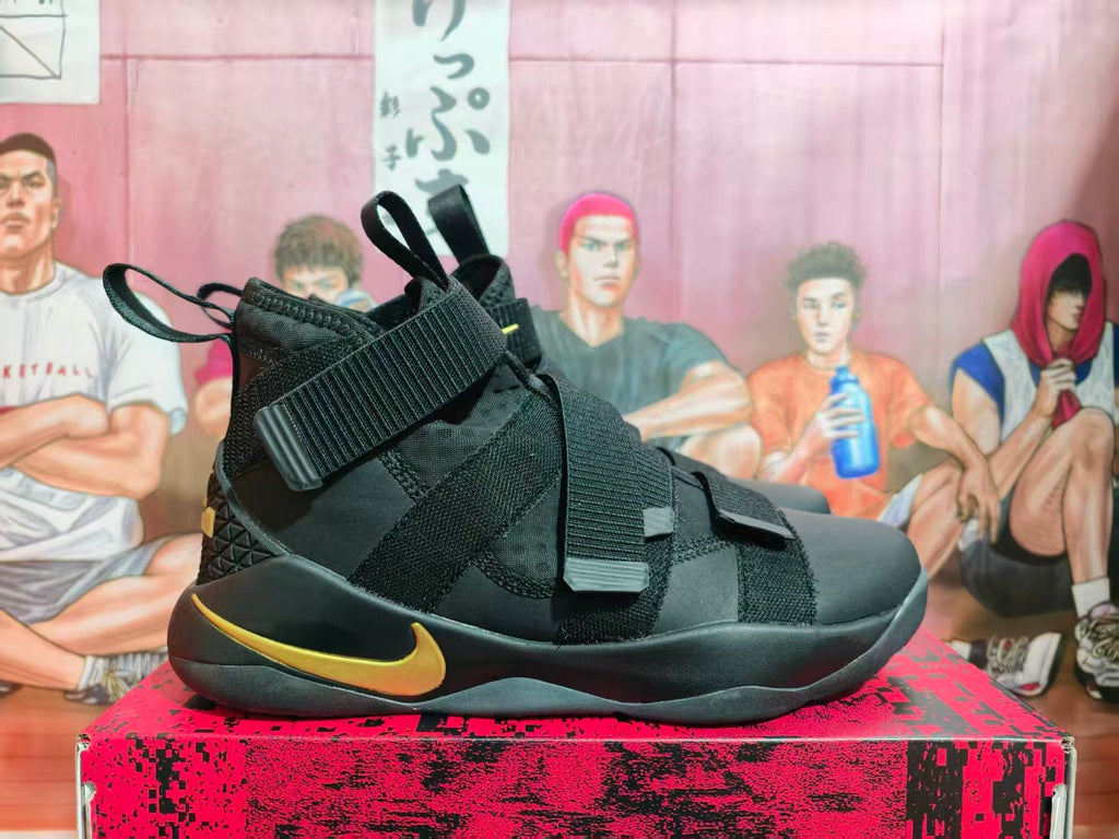 Nike LeBron Soldier 11 Black and Gold Basketball Shoes