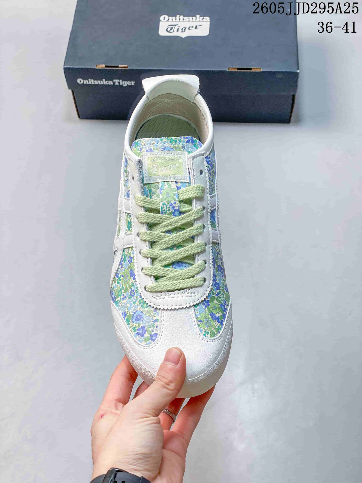 Onitsuka Tiger Floral Low-Top Sneakers White Green Blue