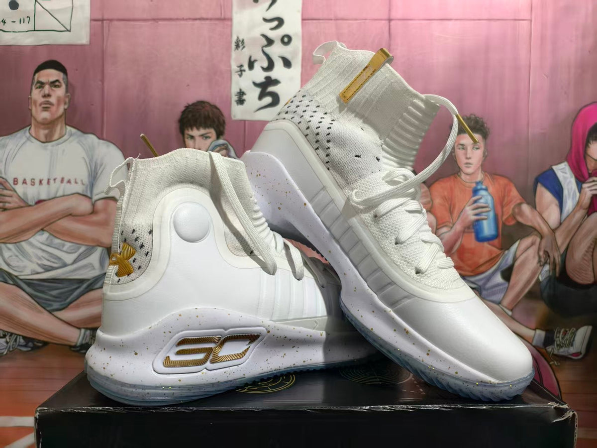 Under Armour Curry 10 White Gold Basketball Shoes