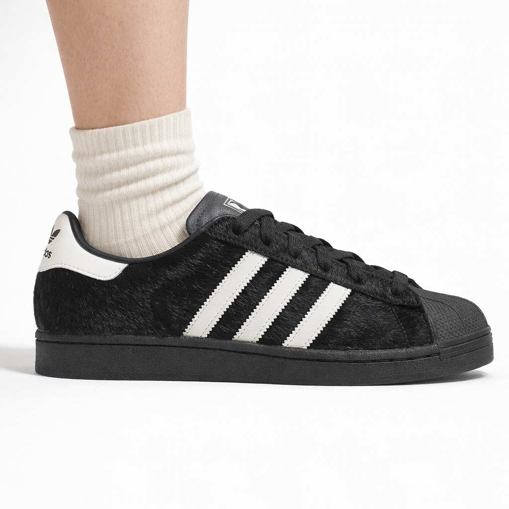 Adidas Originals Women's Black Pony Hair Superstar II Sneakers, JH9475