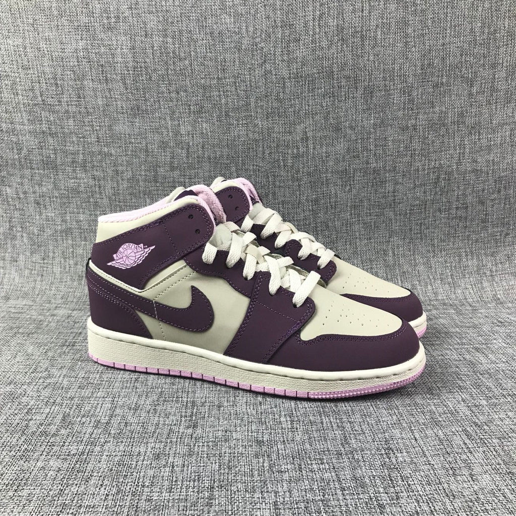 Jordan Air Jordan 1 Mid Kids' Sneakers White and Purple