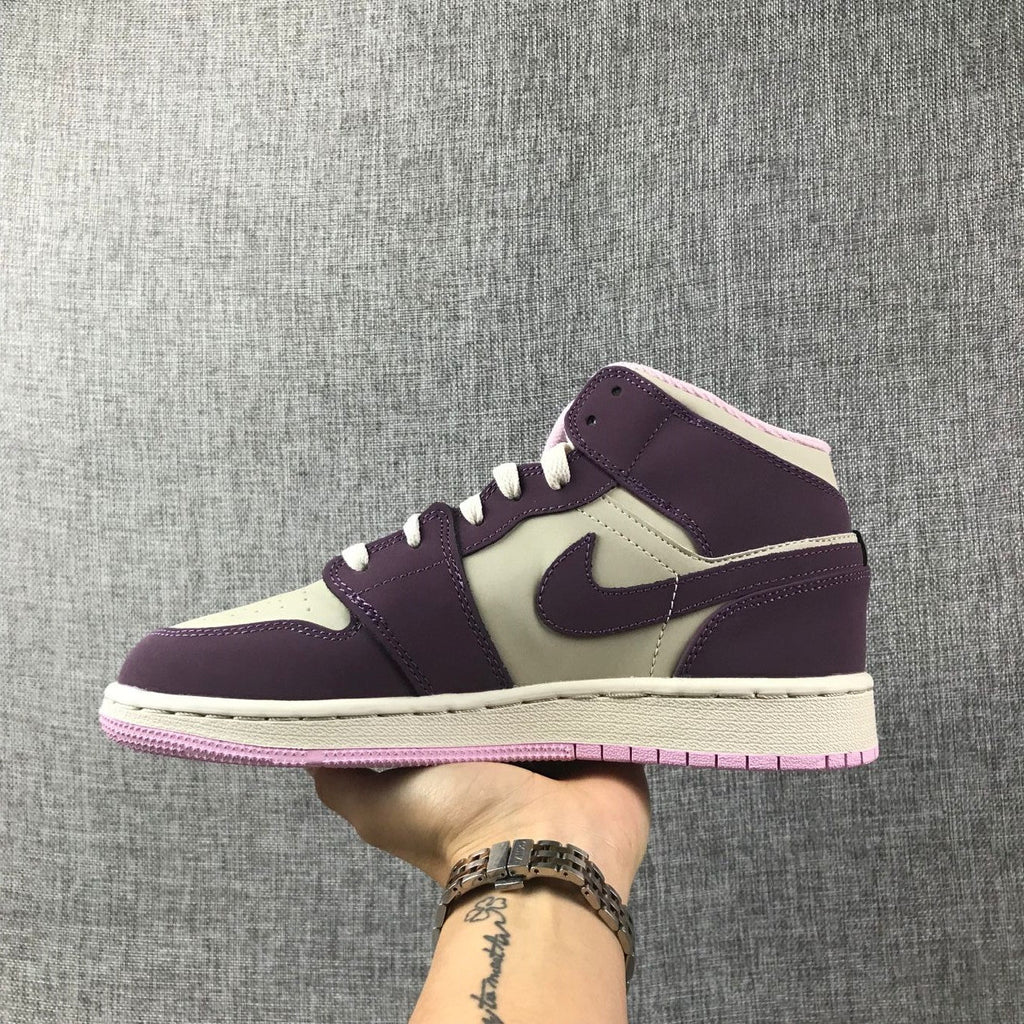 Jordan Air Jordan 1 Mid Kids' Sneakers White and Purple