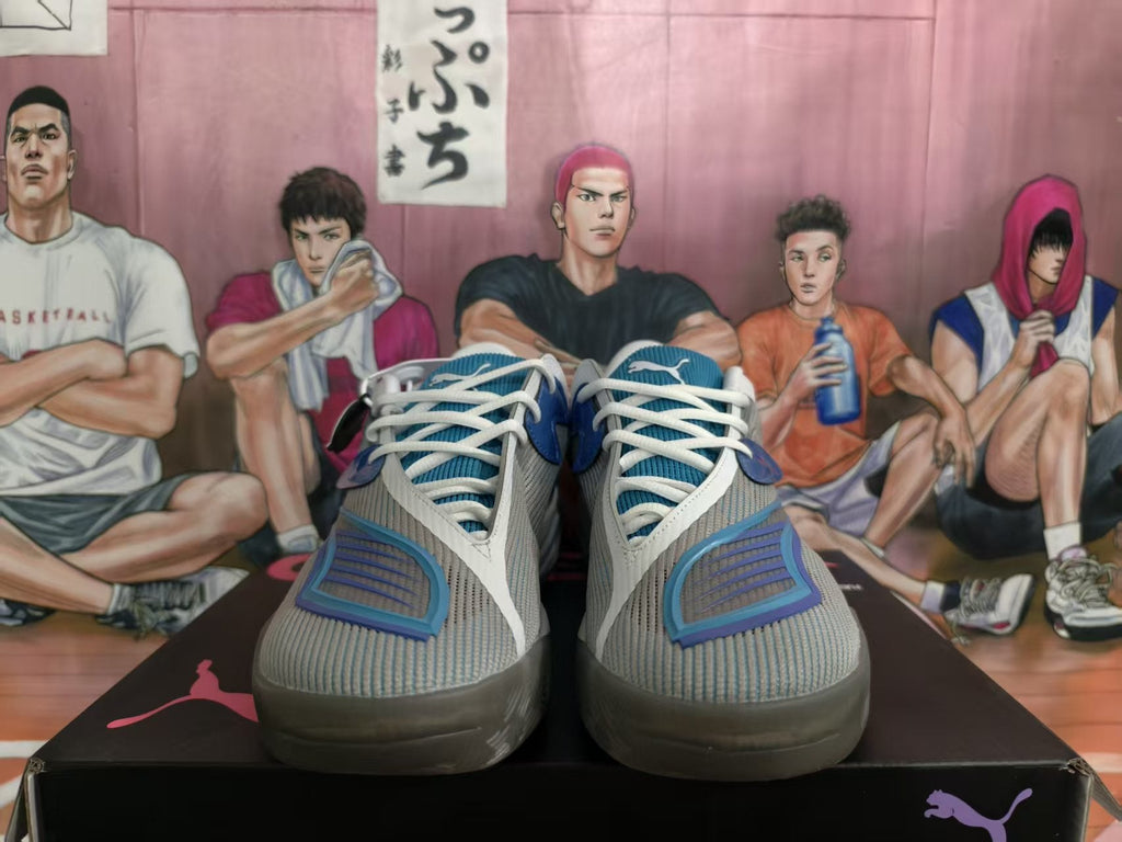 Puma All-Pro Nitro Basketball Shoes Gray Blue