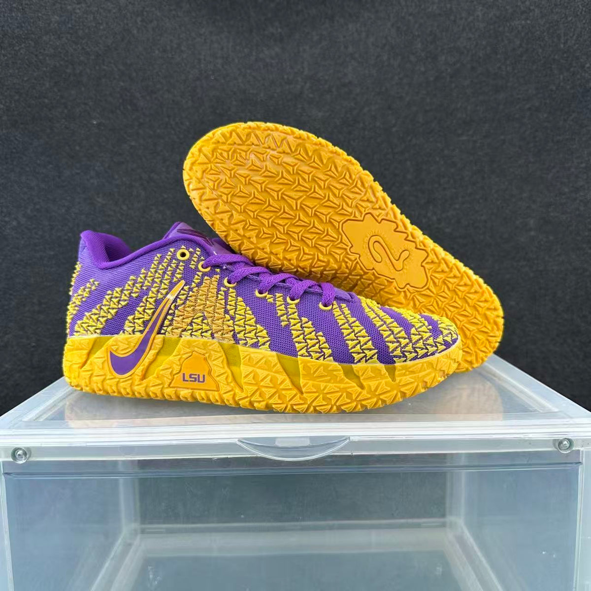 Nike LeBron Basketball Shoes Purple and Gold LSU Style