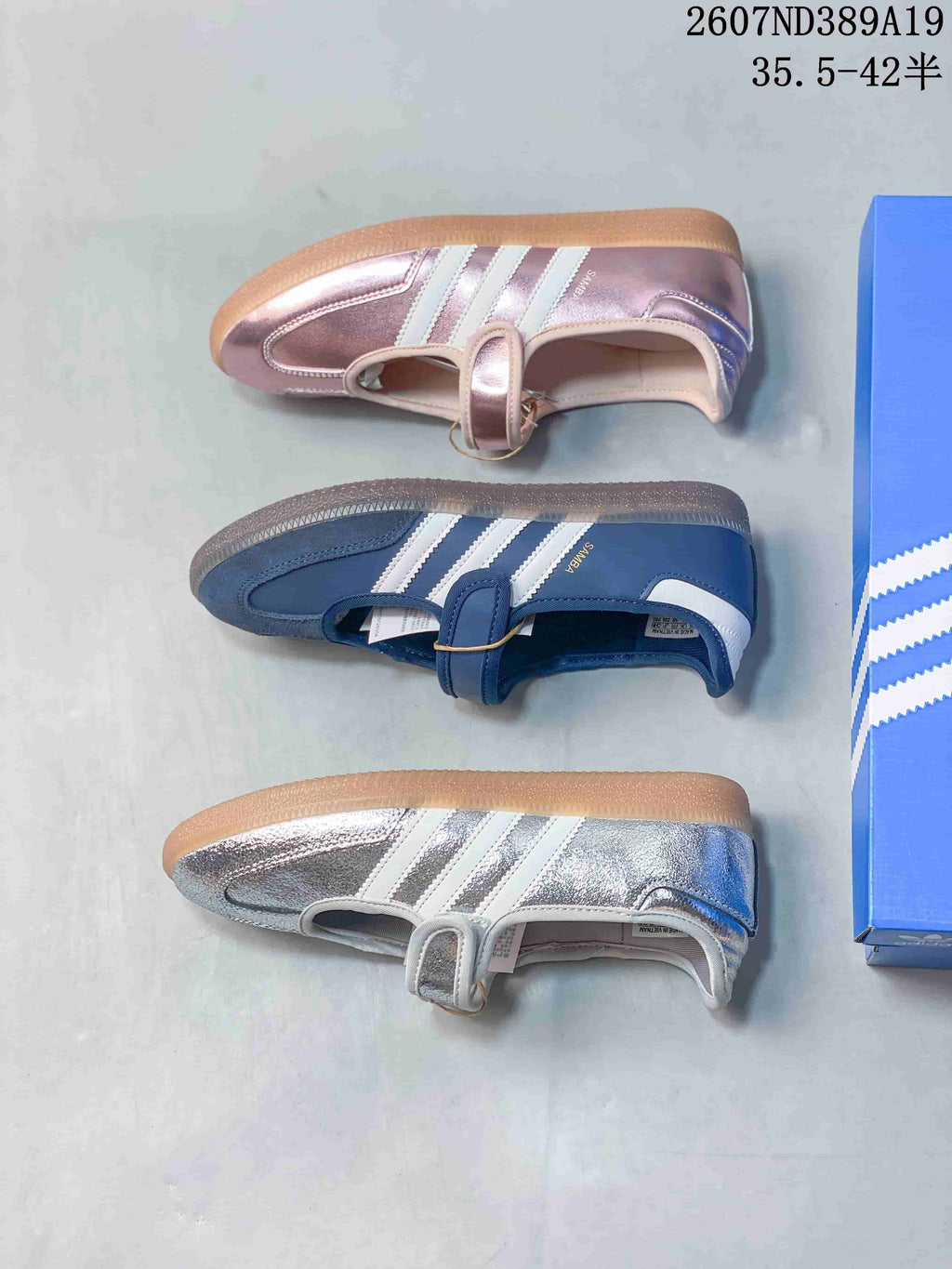 adidas Samba Jane Mary Jane Sneakers Silver Blue Pink