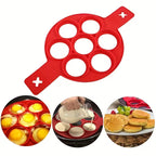 Silicone Non-Stick 6-Round Pancake Mold Red Cooking Tool