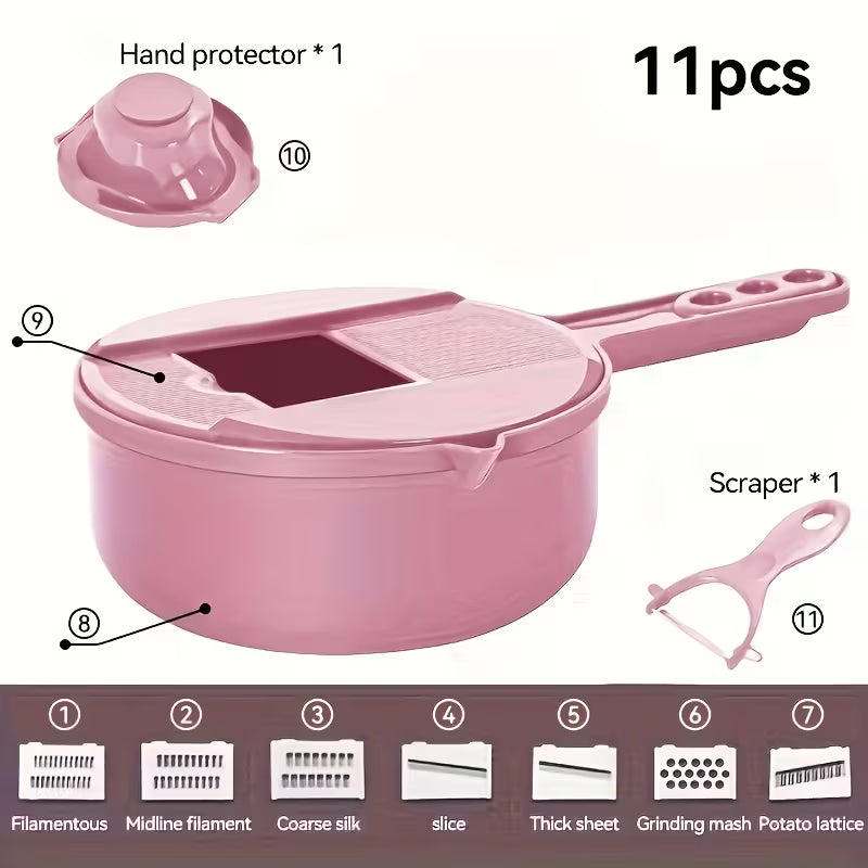12-in-1 Vegetable Chopper & Grater – Manual Slicer, Shredder & Julienne Cutter for Carrot, Potato, Radish & More – Multifunctional Kitchen Vegetable Cutter Tool