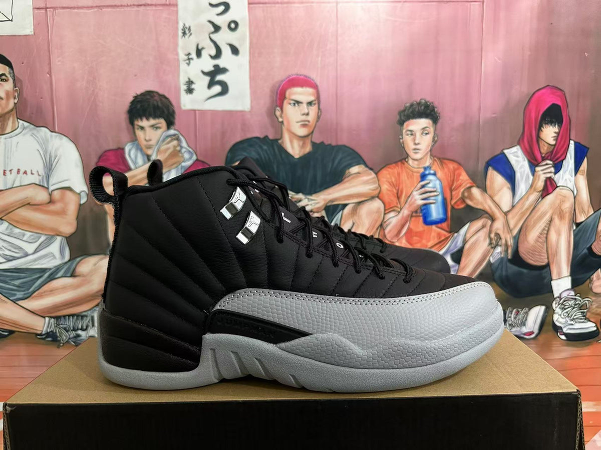 Jordan 12 Black and Grey High-Top Sneakers