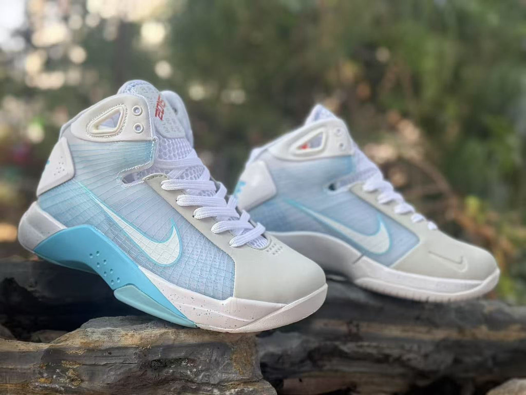 Nike HD2008 High-Top Basketball Sneakers White Light Blue