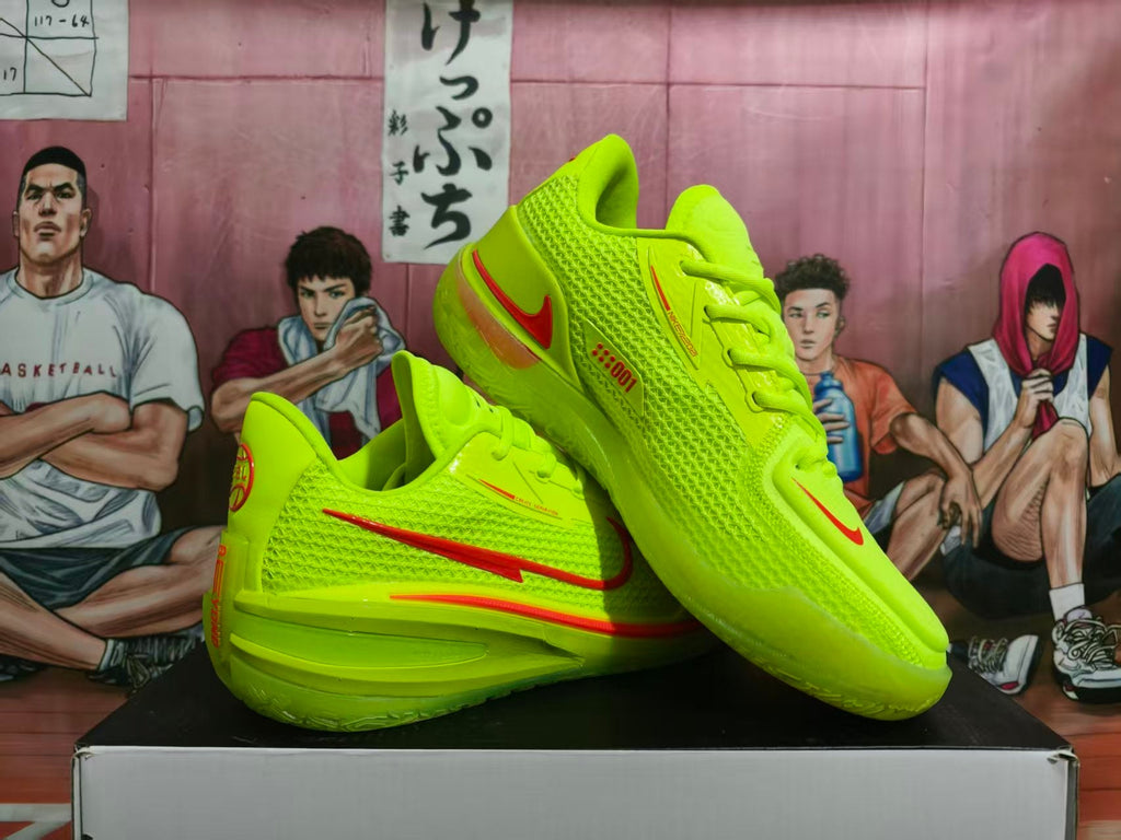 Nike GT Cut 3 Basketball Shoes, Neon Green and Red