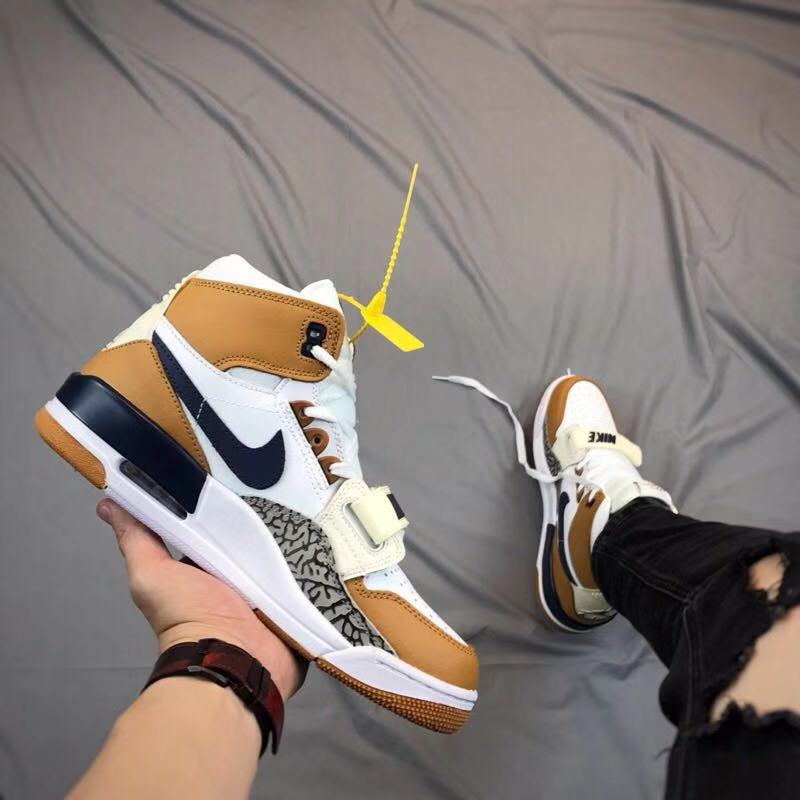 Air Jordan Legacy 312 High-Top Sneakers in White and Tan