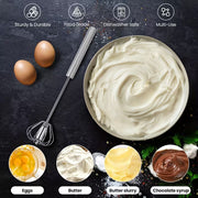 Multifunctional Stainless Steel Whisk & Milk Frother – Hand Push Blender for Eggs, Cream & Baking – All-in-One Kitchen Mixing, Blending & Beating Tool