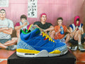 Jordan 3 Blue and Yellow Basketball Sneakers