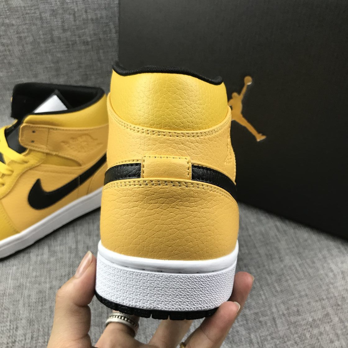 Air Jordan 1 Mid Yellow Black White 554724-700 Sneakers