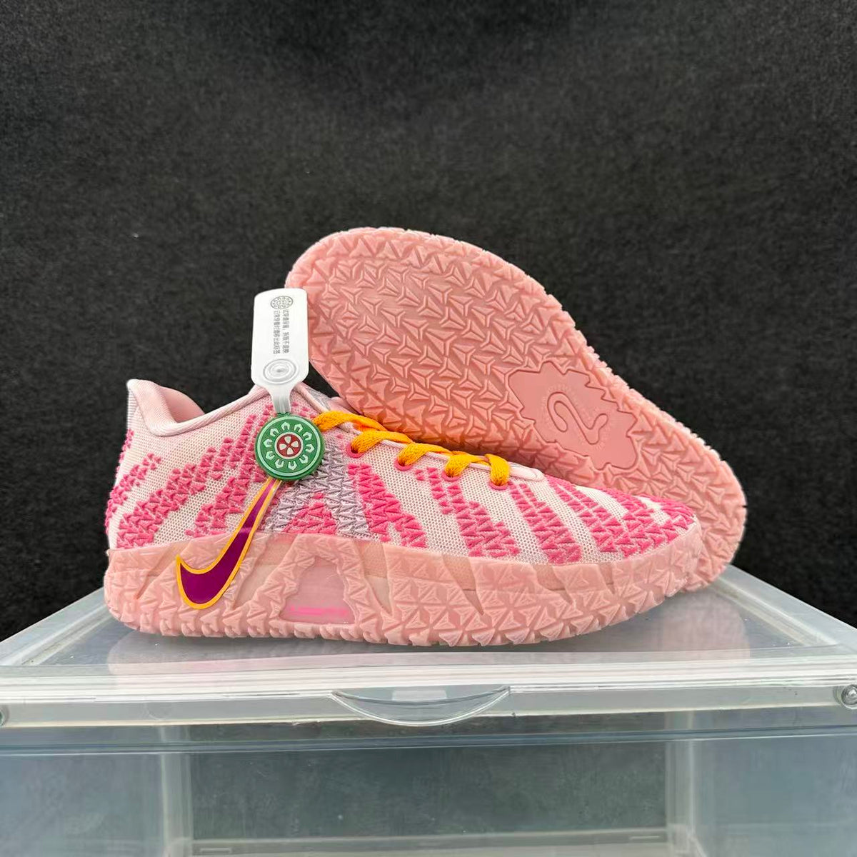 Nike Pink and White Basketball Sneakers