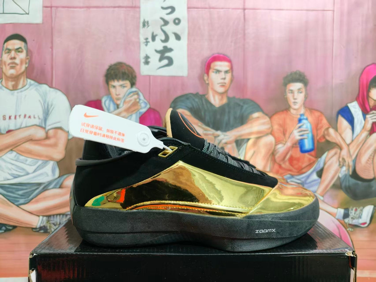 Nike Air Jordan 38 Black and Metallic Gold Basketball Shoes