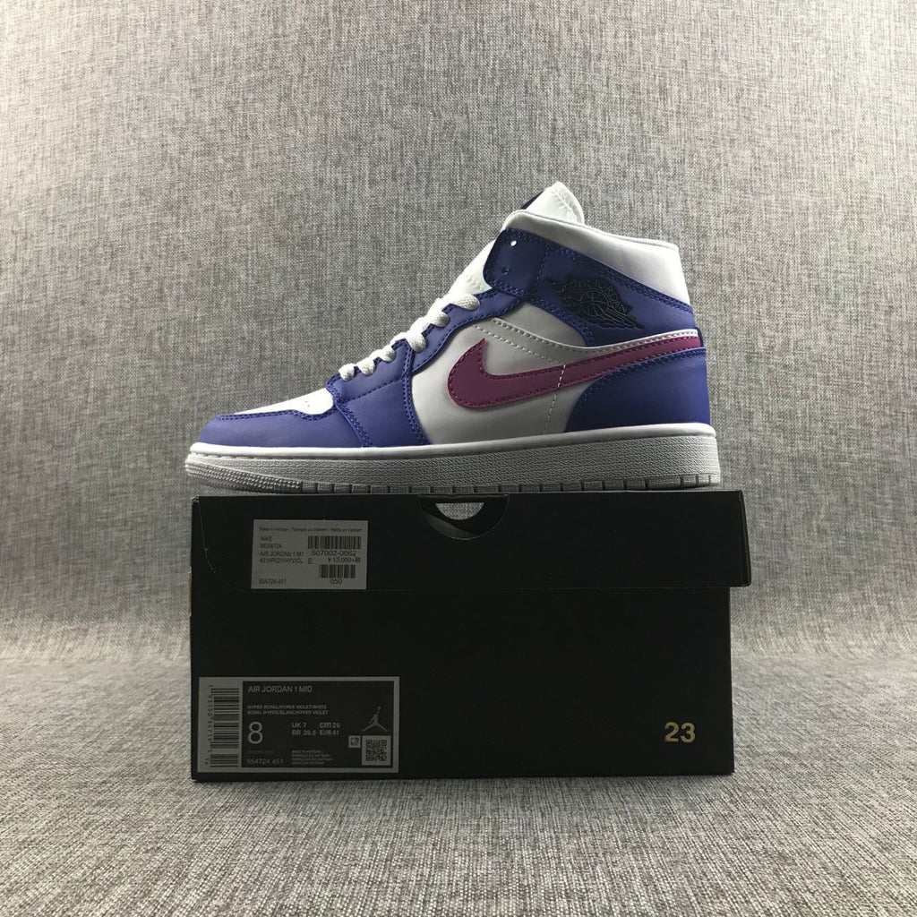 Jordan Air 1 Mid Blue Pink Sneakers 554724-451