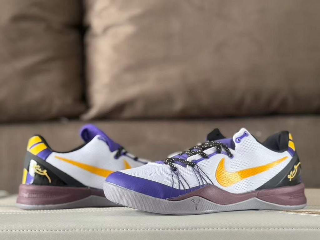 Nike Kobe 8 Elite Basketball Shoes, Lakers White Purple Gold
