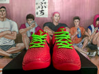 Nike Red Basketball Sneakers with Neon Green Laces