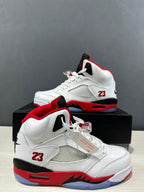 Jordan Air Jordan 5 Fire Red Black Tongue Sneakers White Red