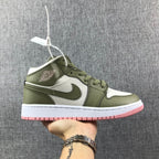 Jordan Air Jordan 1 Mid Olive White Pink Sneakers