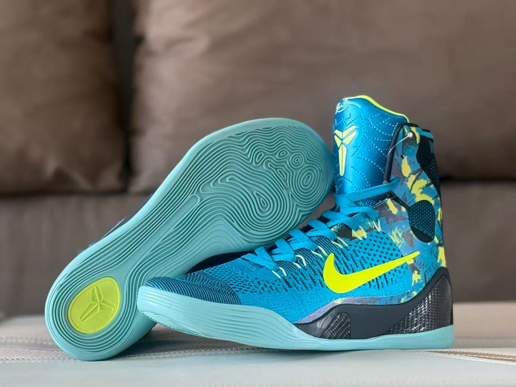 Nike Kobe 9 High Basketball Shoes Blue Yellow Picasso
