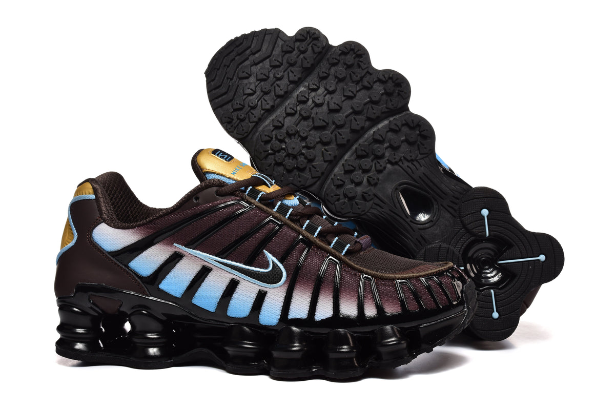 Nike Shox TL Sneakers in Brown, Blue and Gold