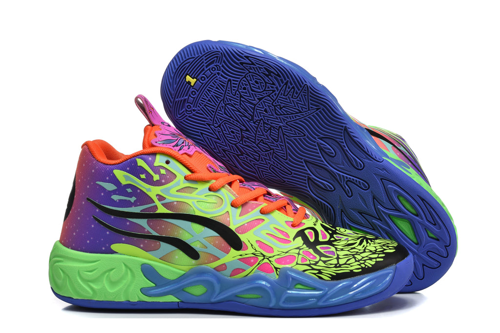 Nike 878-17 Basketball Shoes in Purple and Neon Green