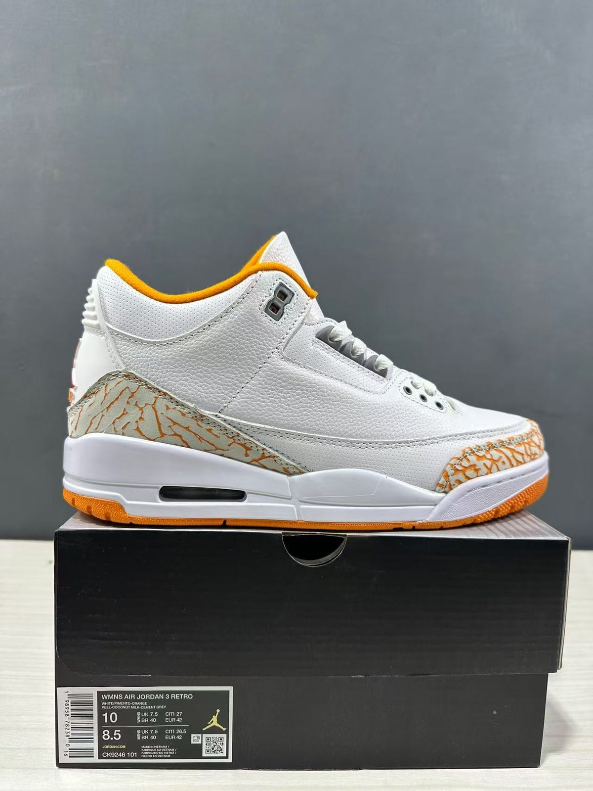 Jordan Air Jordan 3 Retro White Orange Peel Women's Sneakers CK9246-101