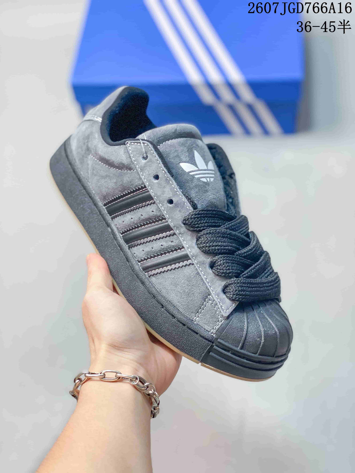 adidas Superstar Shell-Toe Sneakers Black/Gray 2607JGD766A16