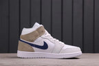 Jordan Air Jordan 1 Mid Sneakers White Blue Tan DO6726-100