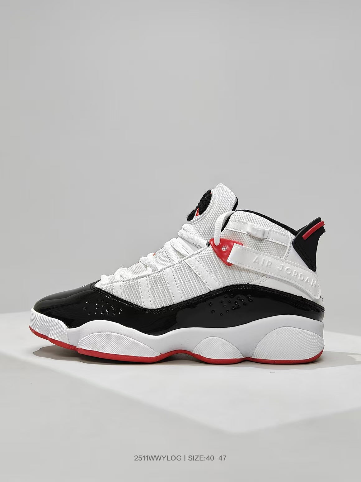 Jordan 6–7 White Black Red High-Top Sneakers