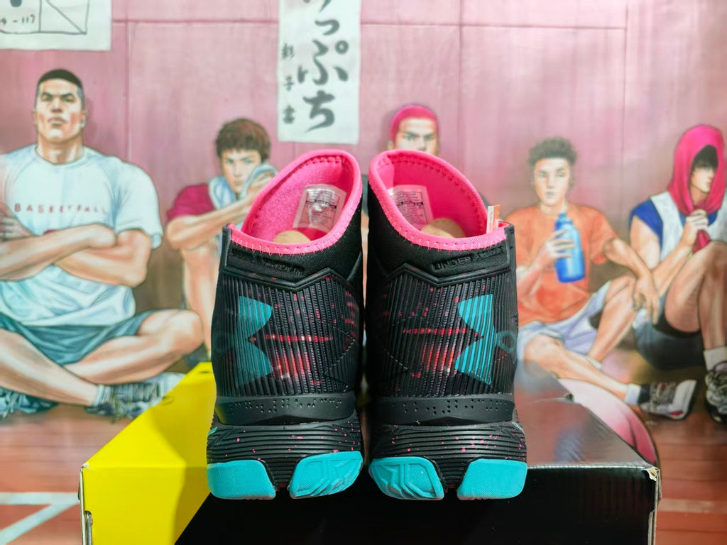 Under Armour Charged Basketball Sneakers Black Pink Blue
