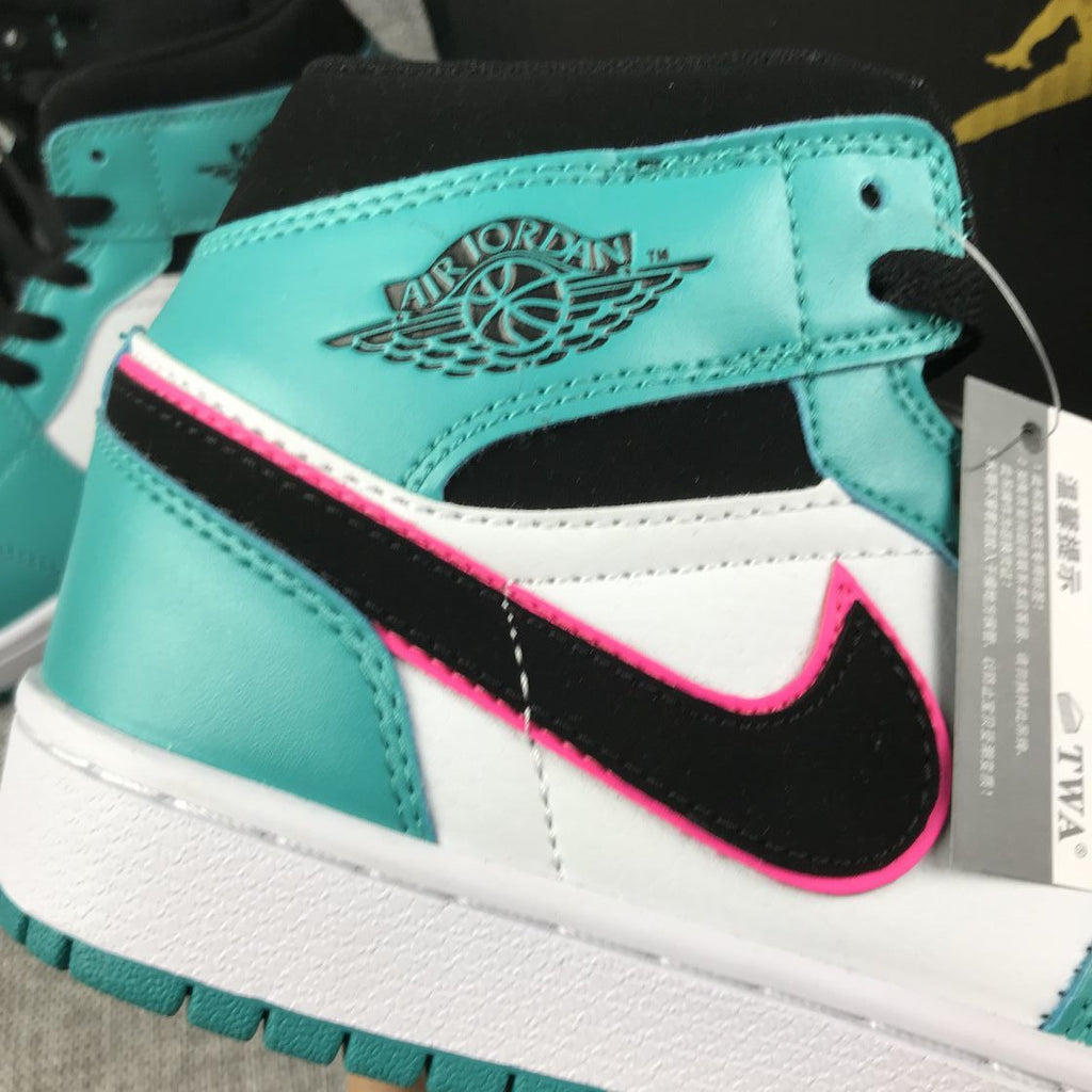 Jordan 1 Mid South Coast Teal White Sneakers 852542-306