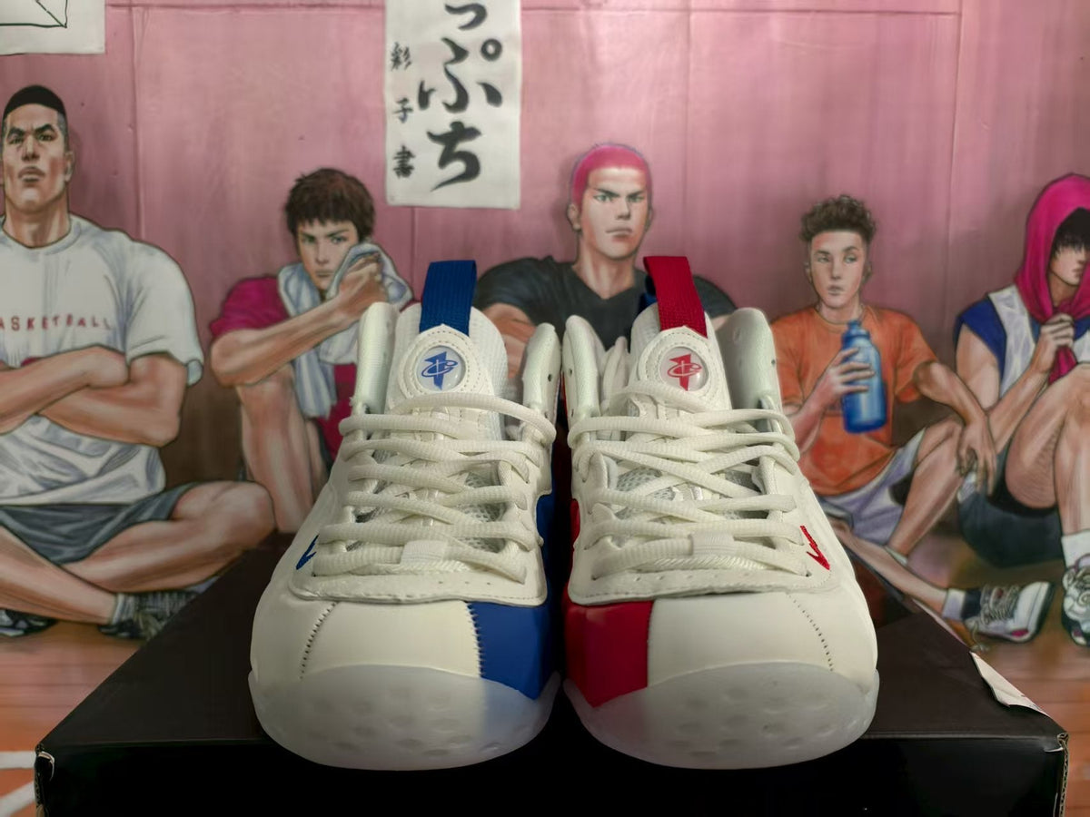 Red and Blue Mismatched High-Top Sneakers