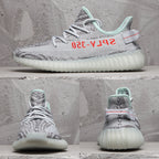 Yeezy 350 V2 Sneakers in Gray with Mint Accents