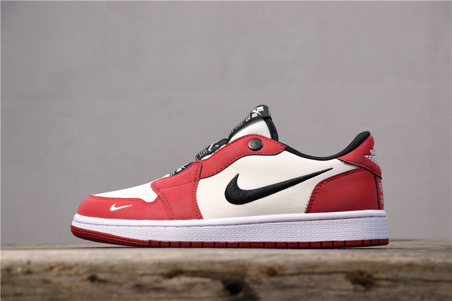 Nike Red White Black Low-Top Sneakers with Reflective Buttons