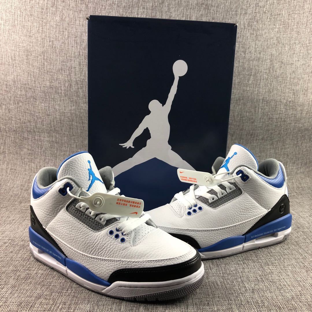 Fragment x Air Jordan 3 Sneakers White Blue Black CT8532-040