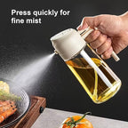 2 in 1 Oil Spray Bottle and Dispenser 470ml Olive Oil Sprayer for Cooking Air Fryer BBQ Baking and Salad Kitchen Tool