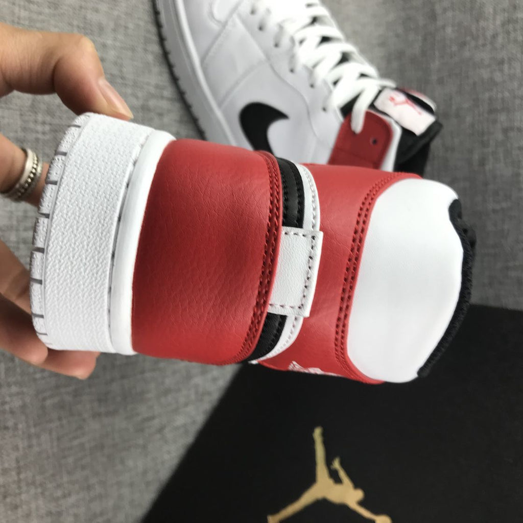 Jordan 1 Mid White Red Black Sneakers 554724-116